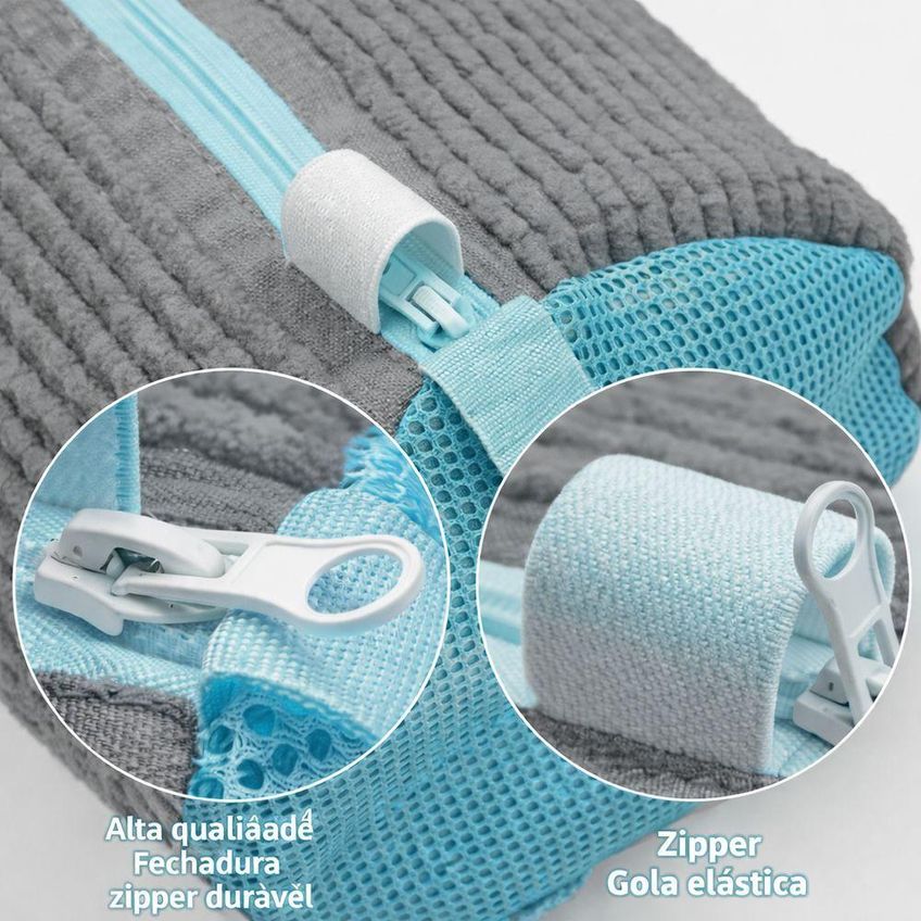 Saco Para Lavagem De Calçados E Roupas Delicadas Dacron Zíper Protetor Tela Resistente Máquina - imagem 3