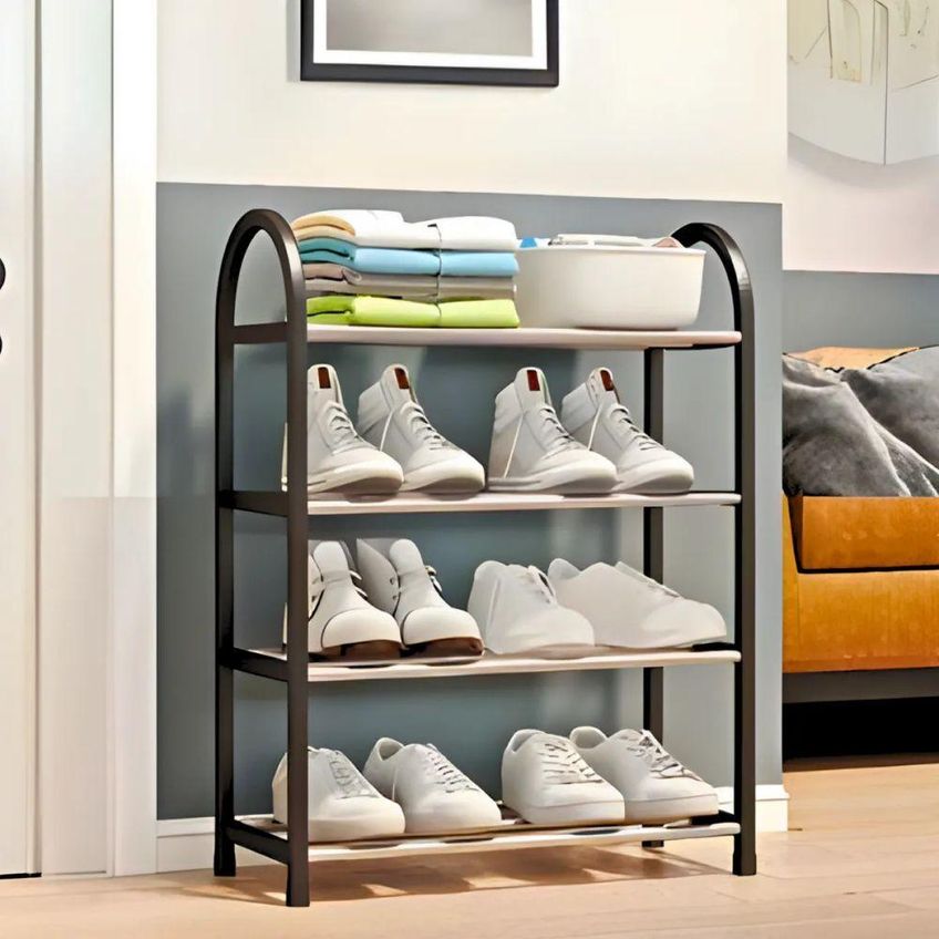 Sapateira Organizadora 4 Andares Dobrável Empilhável Multiuso 12 Pares Plástico Metal Utimix - imagem 3