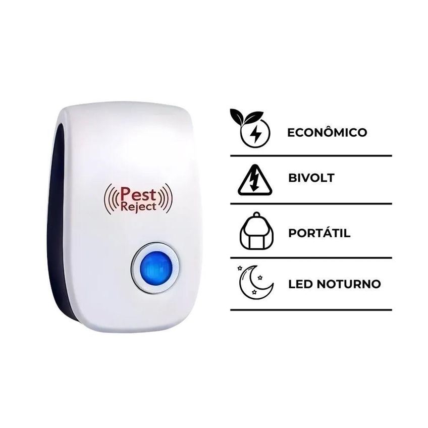 Repelente Eletrônico Ultrassônico Bivolt Controle De Pragas Mata Rato Barata Mosquito E Aranha - imagem 4