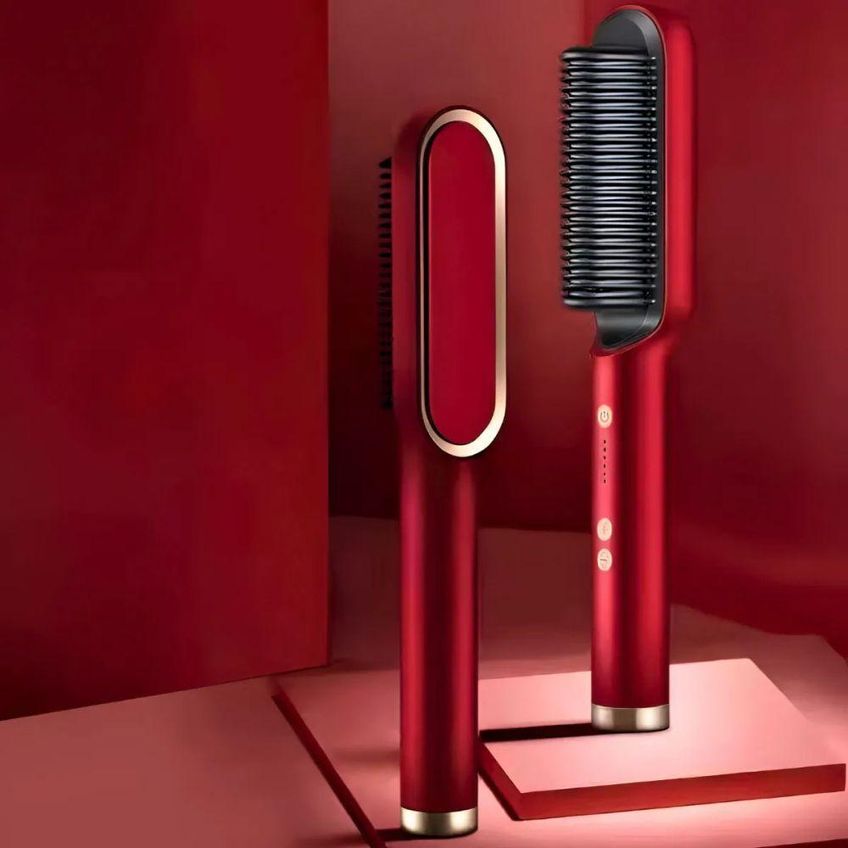 Escova Alisadora De Cabelo 5 Em 1 Profissional Tecnologia Iônica Vermelha Utimix Bivolt - imagem 3