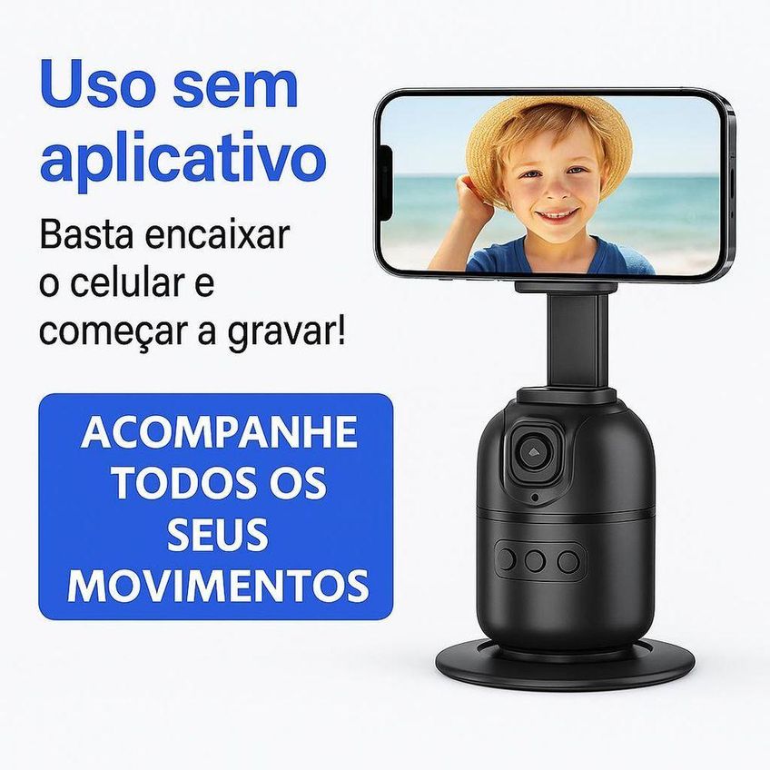 Suporte Gimbal Para Celular Utimix Rastreador Facial 360 Estabilizador Automático Recarregável - imagem 5