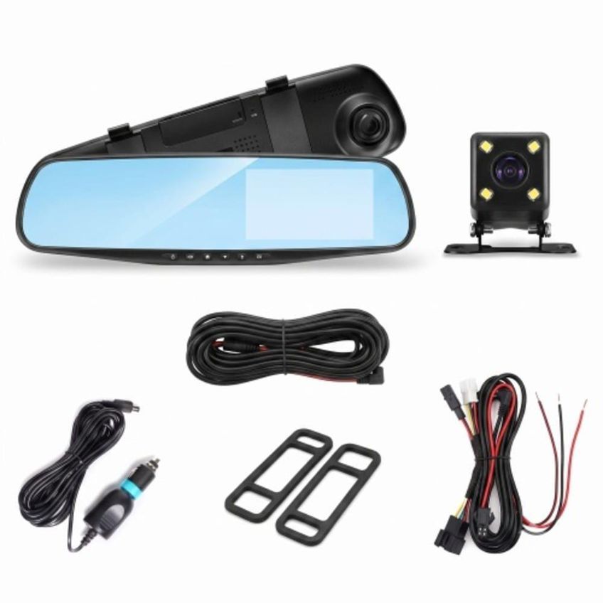 Espelho Retrovisor Com Câmera Frontal Full HD 1080p E Ré Visão Noturna Sensor G 12V Preto Utimix - imagem 3