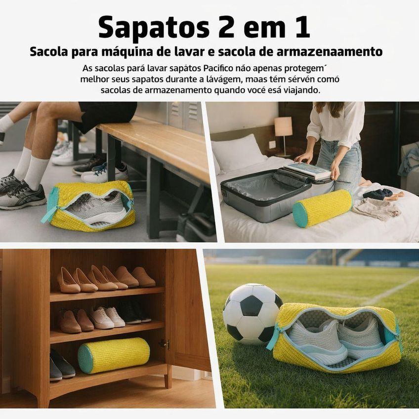 Saco De Lavagem Para Calçados E Roupas Delicadas Protege Tenis Sapatos Máquina De Lavar Dacron - imagem 3