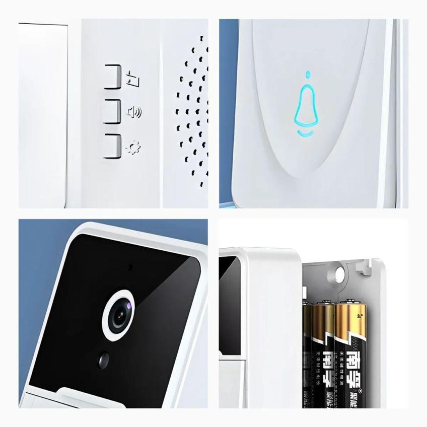 Campainha Inteligente Com Câmera Wi Fi Sem Fio Áudio Bidirecional Branco Utimix - imagem 5