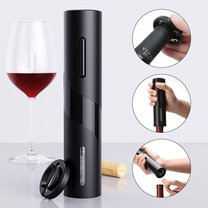 Abridor De Vinhos Elétrico Automático Aço Inox Com Cortador De Lacre Presente Sommelier Utimix - imagem 2
