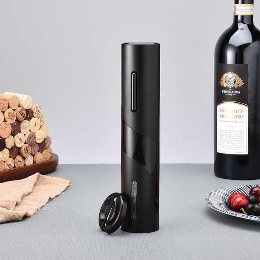 Abridor De Vinhos Elétrico Automático Aço Inox Com Cortador De Lacre Presente Sommelier Utimix - imagem 3