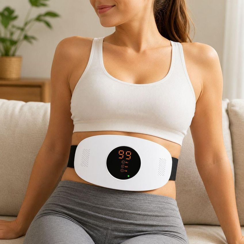 Massageador Elétrico Abdominal Para Alívio De Cólicas Menstruais Com Vibração Branco Utimix Usb - imagem 3