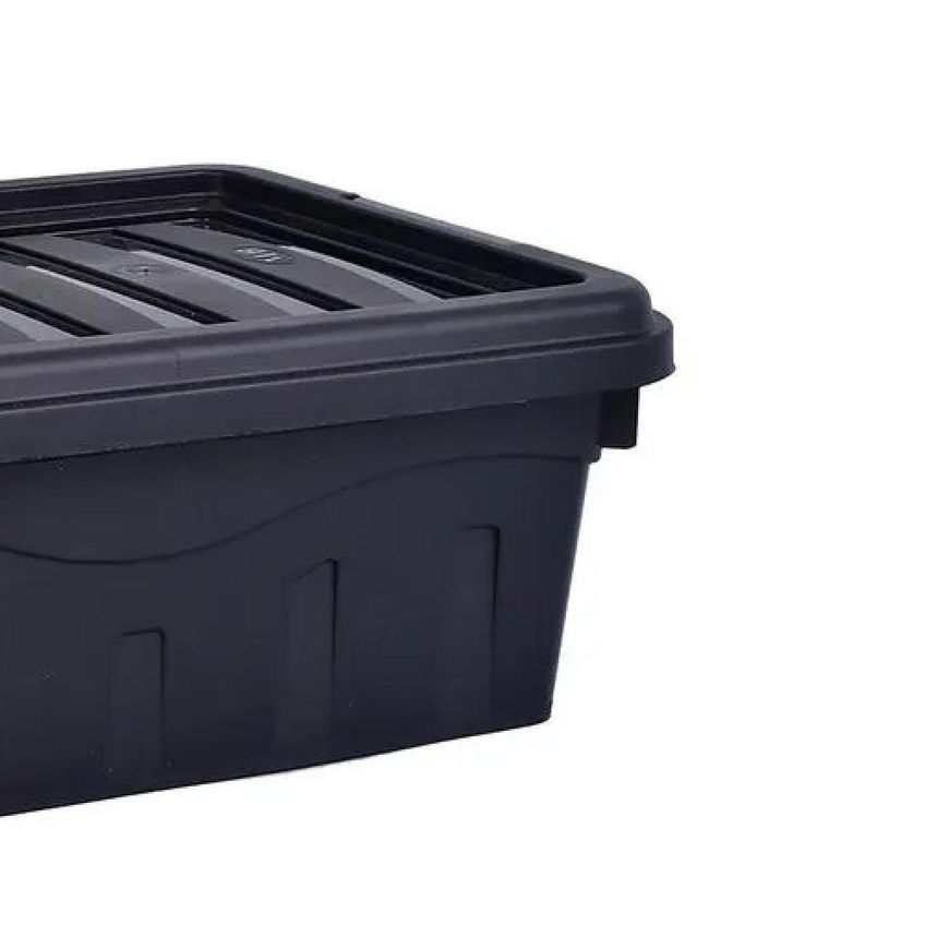 Caixa Organizadora 31l Com Trava E Rodízio Multiuso Plástico Resistente Empilhável Preta Yeet - imagem 4