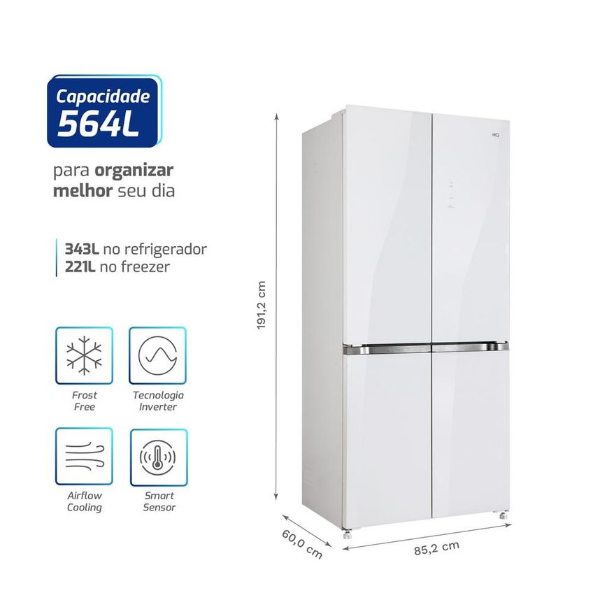 Geladeira Multidoor Frost Free HQ Inverter 564 Litros Airflow Cooling Flex Zone White Glass HQ-564MTDFFS - imagem 3