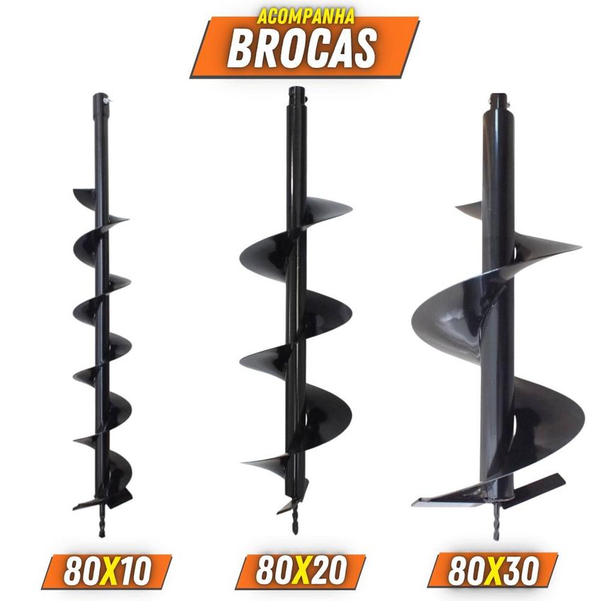 Perfurador de Solo Profissional à Gasolina Duratork DPS623M 62cc 3hp de Alta Rotação e Performance + Brocas 80x10cm, 80x20cm e 80x30cm + Óleo Sti - imagem 3