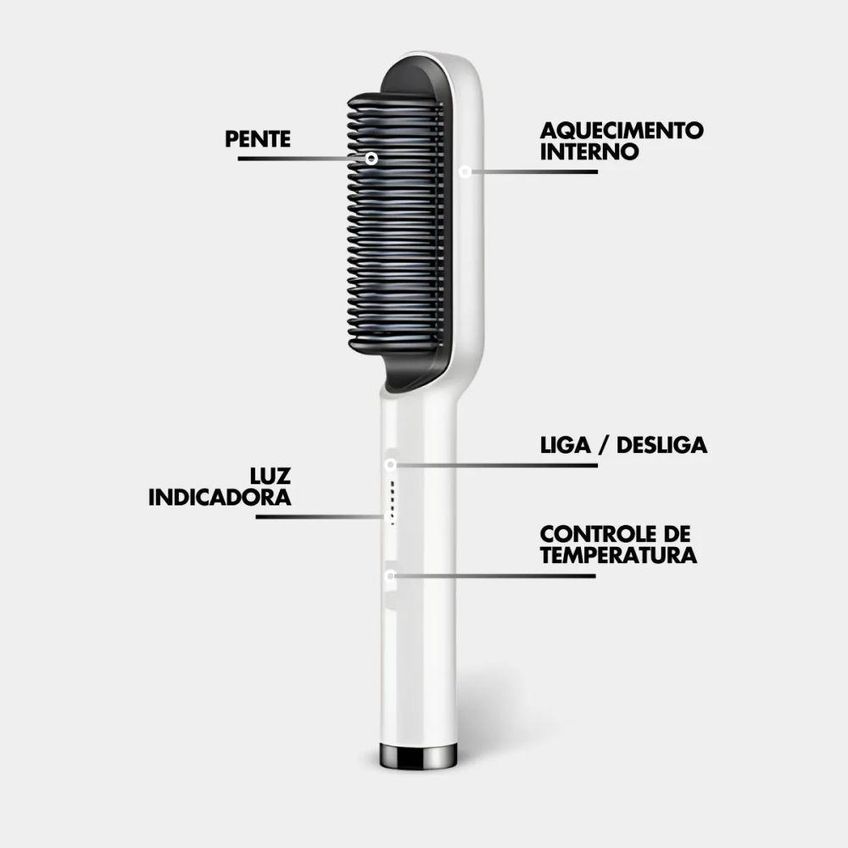 Escova Alisadora De Cabelo 5 Em 1 Secadora Modeladora Branca Utimix Bivolt - imagem 4