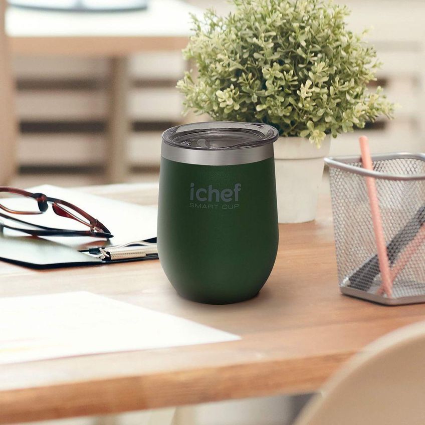 Copo Térmico Com Tampa Smart Cup Tecnologia Parede Dupla A Vácuo Inox Verde Ichef 350ml - imagem 5