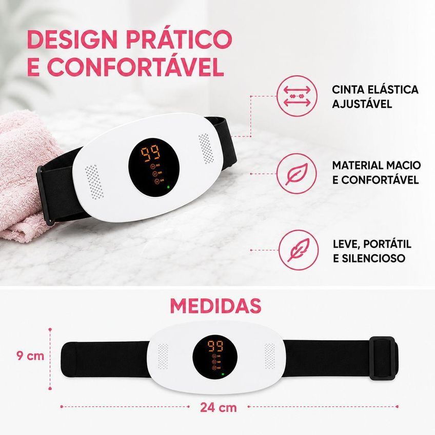 Massageador Elétrico Abdominal Utimix Para Alívio De Cólicas Menstruais Vibração Aquecimento 9 Modos - imagem 3