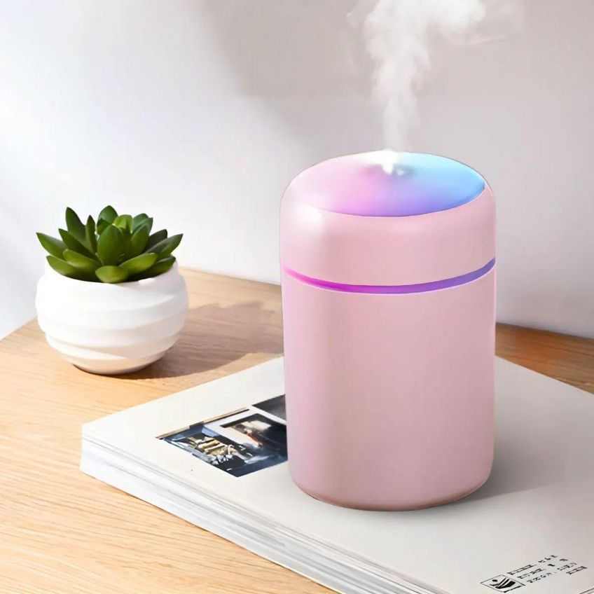Umidificador De Ar Portátil Usb Rosa 300ml Ultrassônico Com Luminária Led Difusor De Aroma Utimix - imagem 4