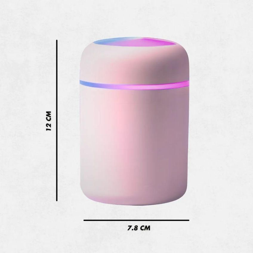 Umidificador De Ar Portátil Usb Rosa 300ml Ultrassônico Com Luminária Led Difusor De Aroma Utimix - imagem 5