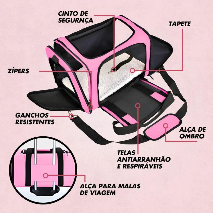 Bolsa De Transporte Para Pet Utimix Cães E Gatos Viagem Respirável Com Alça Ajustável Tela Ventilada - imagem 3