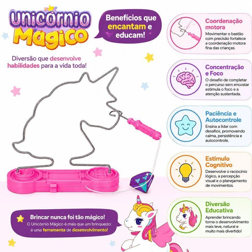 Brinquedo Educativo De Coordenação Motora Caminho Do Unicórnio Com Som Utimix - imagem 4