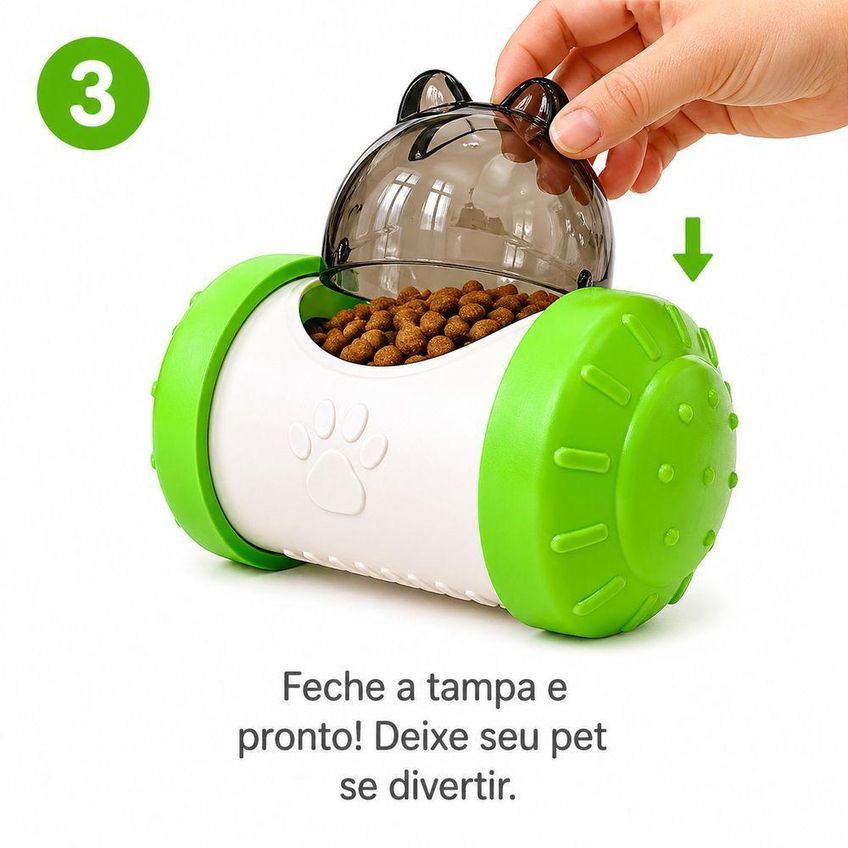 Brinquedo Dispensador De Ração Interativo Utimix Para Cães E Gatos Verde Comedouro Lento Único - imagem 3