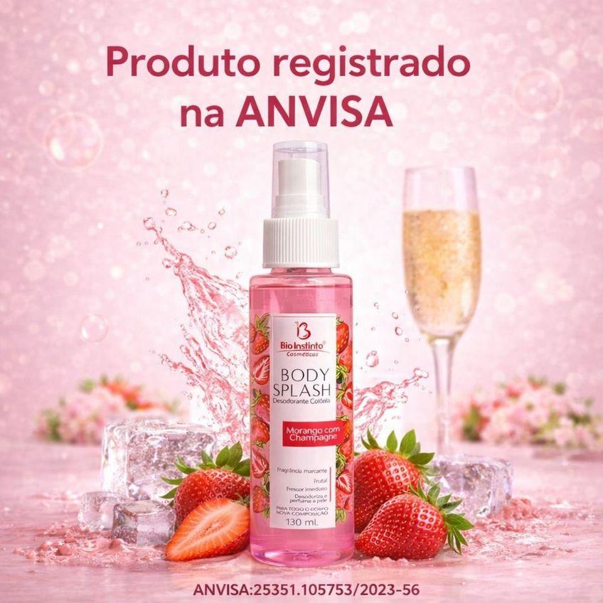 Body Splash Desodorante Colônia Morango Com Champagne Feminino Fragrância Frutal Doce 100ml Utimix - imagem 4