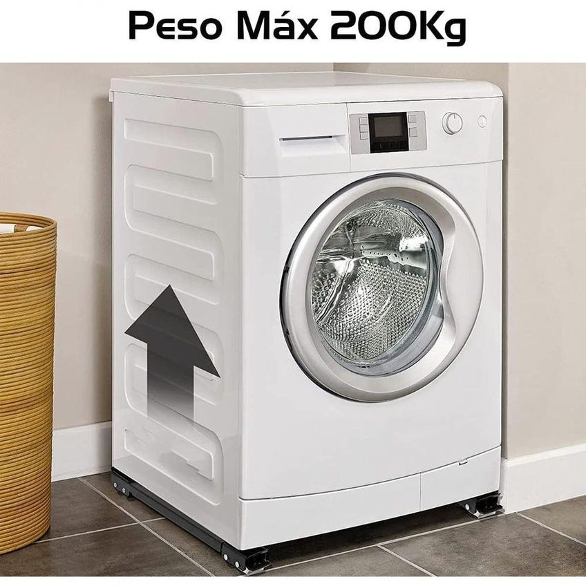 Base Suporte Ajustavel Com Rodinhas Utimix Para Geladeira Fogao Maquina De Lavar Aco Carbono Cozinha - imagem 4