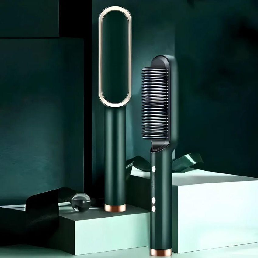 Escova Alisadora De Cabelo 5 Em 1 Secadora Cerdas Cerâmicas Verde Utimix Bivolt - imagem 4