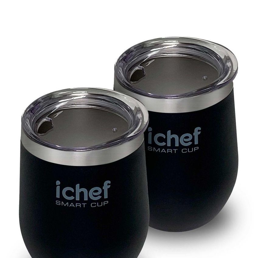 Copo Térmico Smart Cup Inox Com Tampa Tecnologia Parede Dupla A Vácuo 350ml Preto Ichef - imagem 3