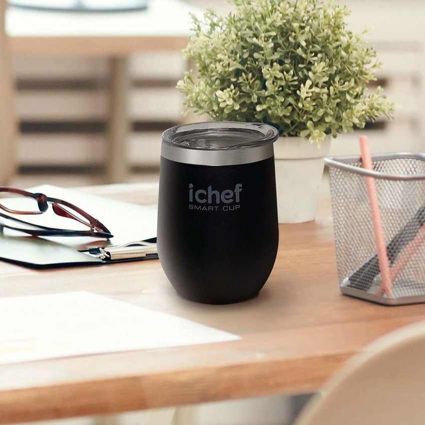 Copo Térmico Smart Cup Inox Com Tampa Tecnologia Parede Dupla A Vácuo 350ml Preto Ichef - imagem 5