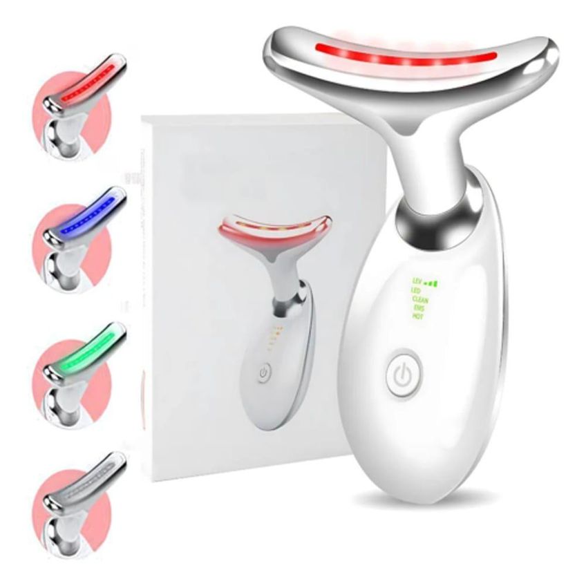 Massageador Facial Elétrico Led Fototerapia Lifting Antirrugas Recarregável Usb Branco Utimix - imagem 5