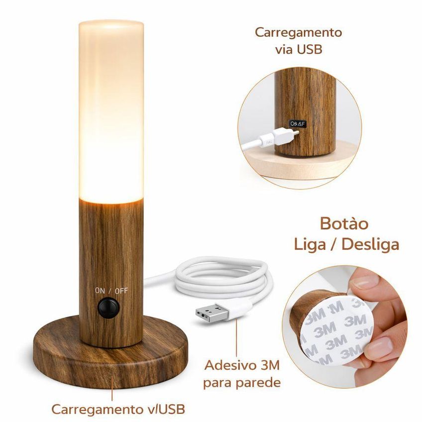 Luminária Led Inteligente Com Sensor De Movimento Recarregável Usb Adesiva Para Armário Utimix - imagem 4