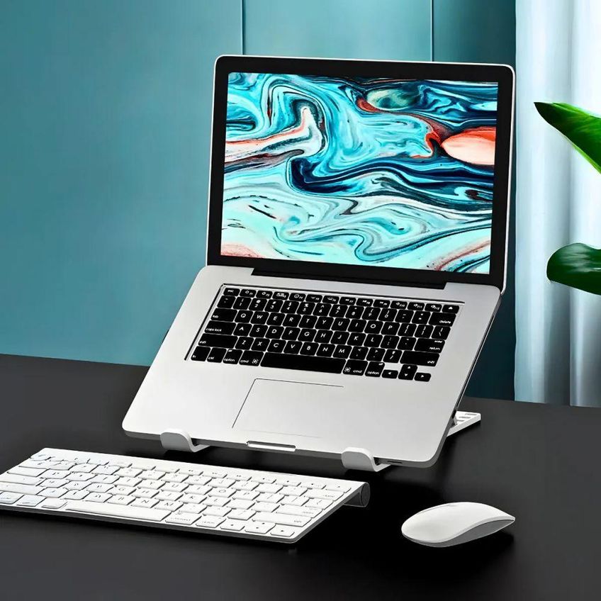Suporte Para Notebook Ajustável Em Altura Ergonômico Dobrável Universal Leve Plástico Utimix - imagem 3