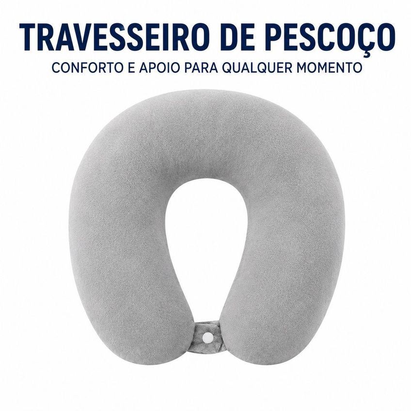 Almofada De Pescoço Para Viagem Ergonômica Cinza Macia Utimix - imagem 3