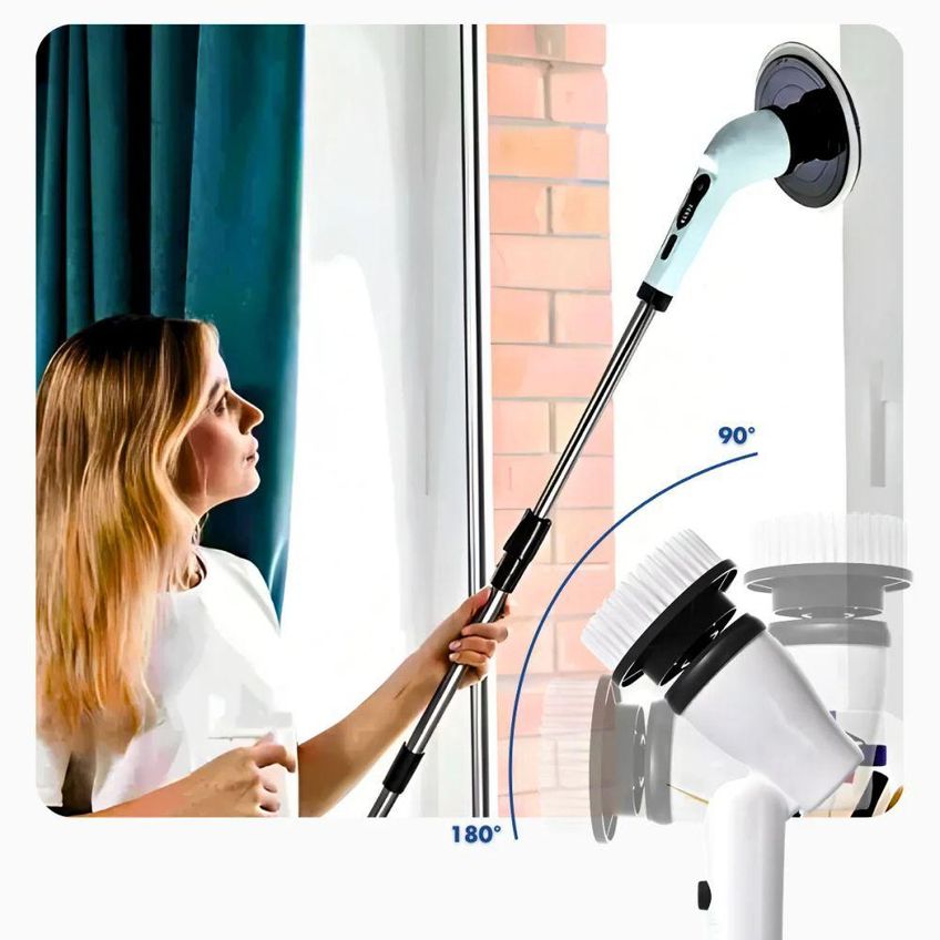 Esfregão Elétrico Giratório 360 Recarregável Plástico Abs Cabo Extensível Para Piso Vidro Azulejo - imagem 4