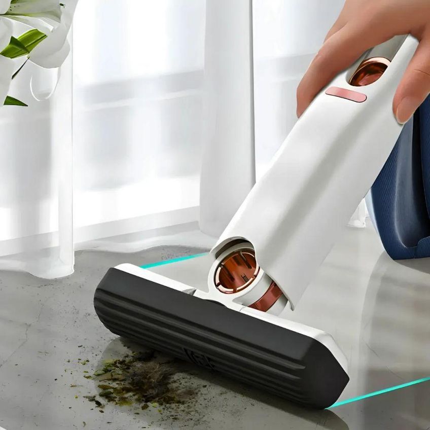 Mini Mop Rodinho Esfregão Portátil Dobrável Limpeza Rápida Plástico Abs E Algodão Sistema De Torção - imagem 4
