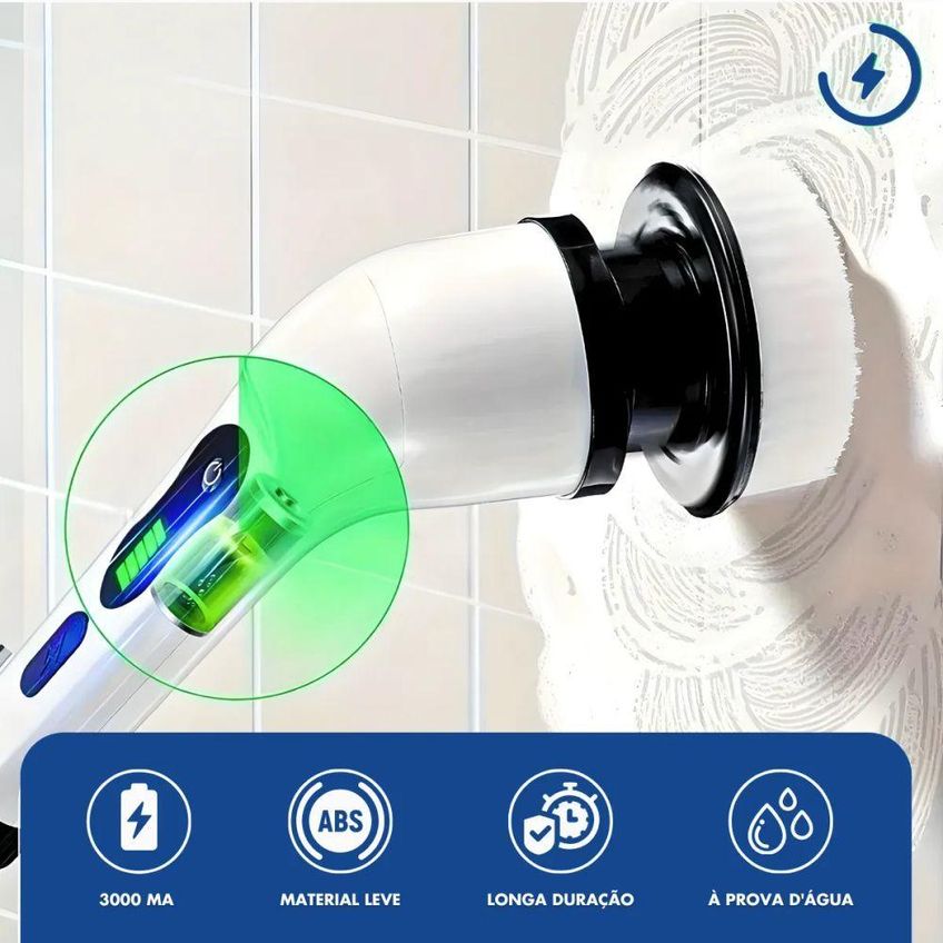 Esfregão Elétrico Giratório 360 Recarregável Plástico Abs Cabo Extensível Ajustável Para Piso Vidro - imagem 4