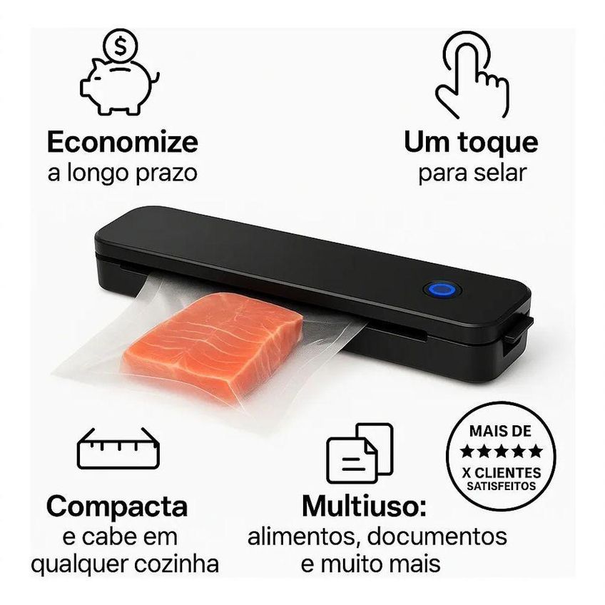 Máquina Seladora A Vácuo De Alimentos Portátil Elétrica 220v Branco Utimix - imagem 5
