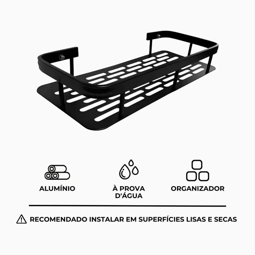 Prateleira Organizadora De Parede Adesiva Multiuso Banheiro E Cozinha Alumínio Porta Shampoo Tempero - imagem 5