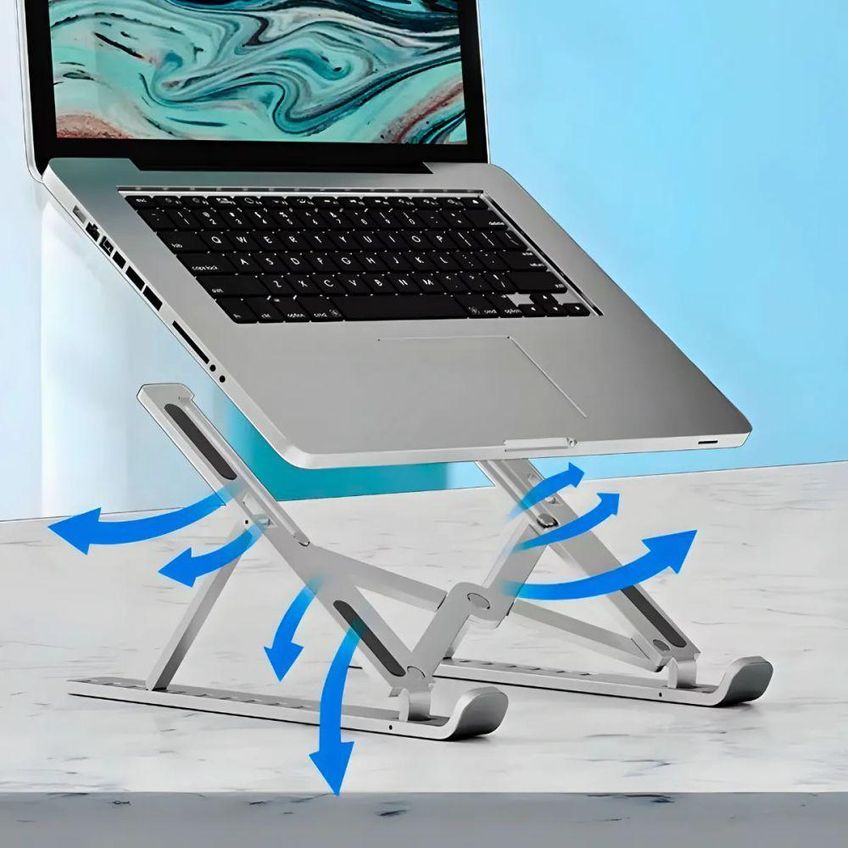Suporte Para Notebook Ajustável Em Altura Ergonômico Dobrável Universal Plástico Leve Utimix - imagem 3