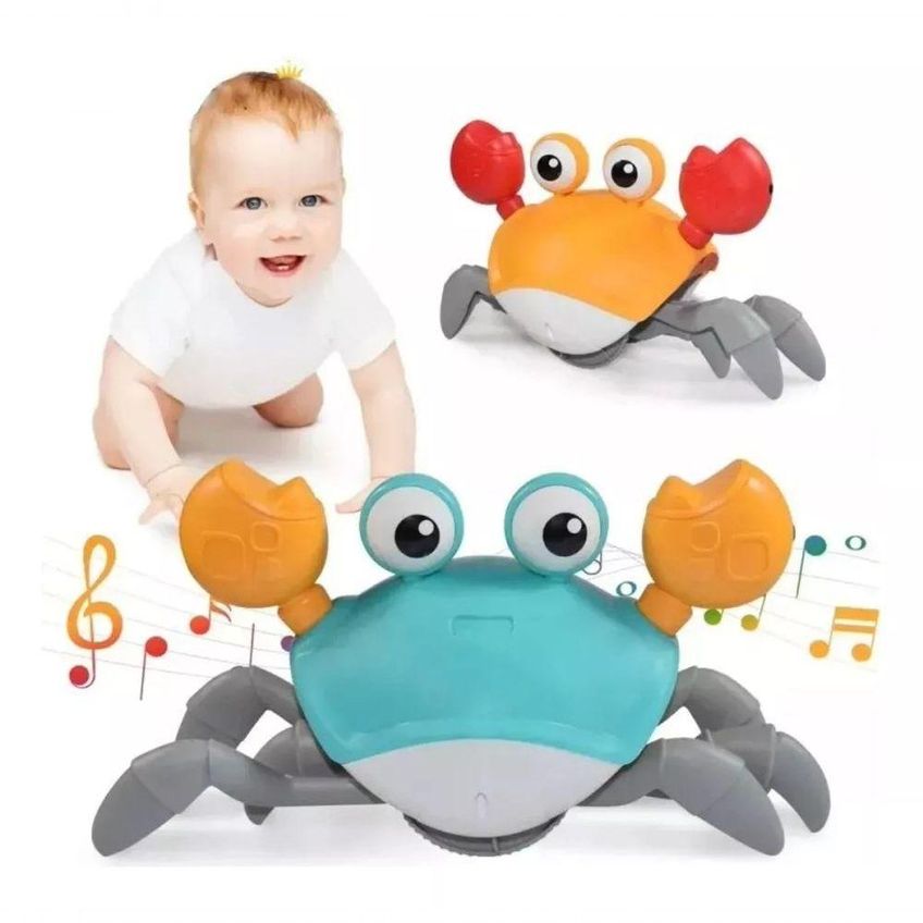 Brinquedo Infantil Caranguejo Fujão Com Música Luz Suave Sensor De Obstáculos Interativo Utimix - imagem 3