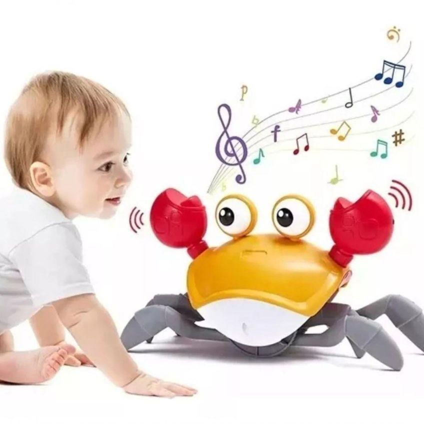 Brinquedo Infantil Caranguejo Fujão Com Música Luz Suave Sensor De Obstáculos Interativo Utimix - imagem 4