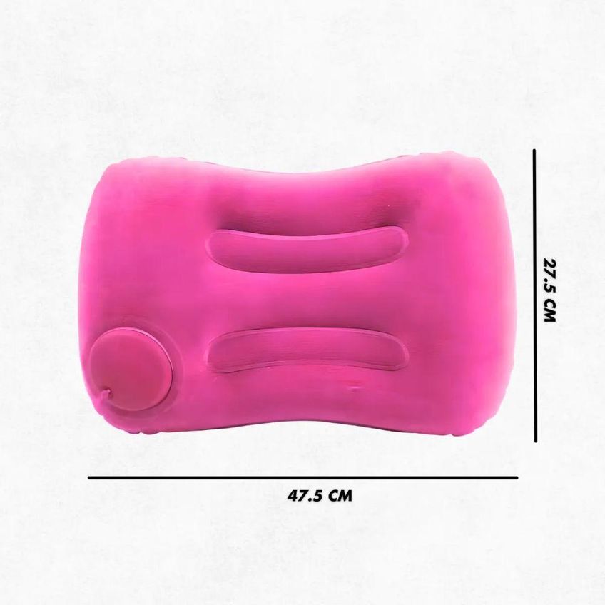 Travesseiro De Viagem Inflável Portátil Apoio De Pescoço Cabeça E Lombar Rosa Utimix - imagem 4