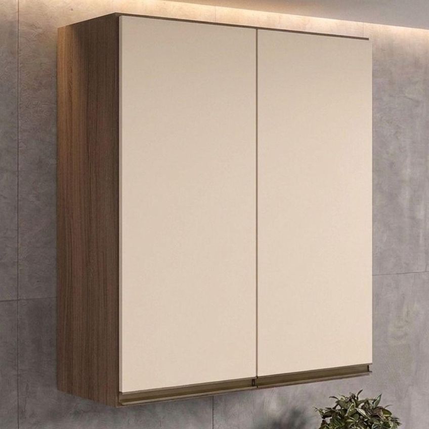 Armário Aéreo Kali Premium 80cm 2 Portas MDF Carvalho Toq Off White Nicioli Móveis - imagem 3