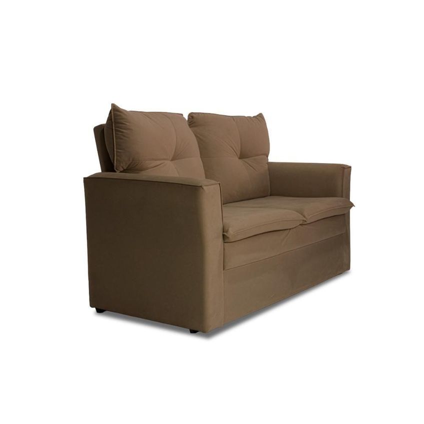 Sofá Mobi 2 Lugares Fixo 150cm Creme Suede Cappuccino Pequeno Herrero - imagem 4