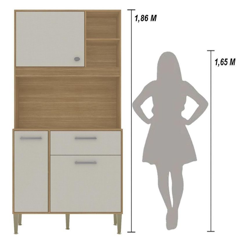 Armário De Cozinha Zen 3 Portas 1 Gaveta Mdp 90cm Freijó-soft Kit's Paraná - imagem 4