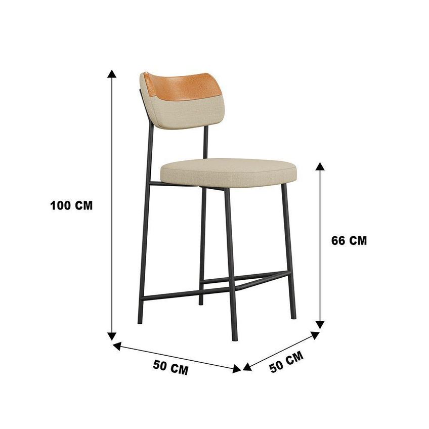 Banqueta Mona Assento Em Courino Base Fixa Com Encosto Amarelo SSX Multicoisas - imagem 5