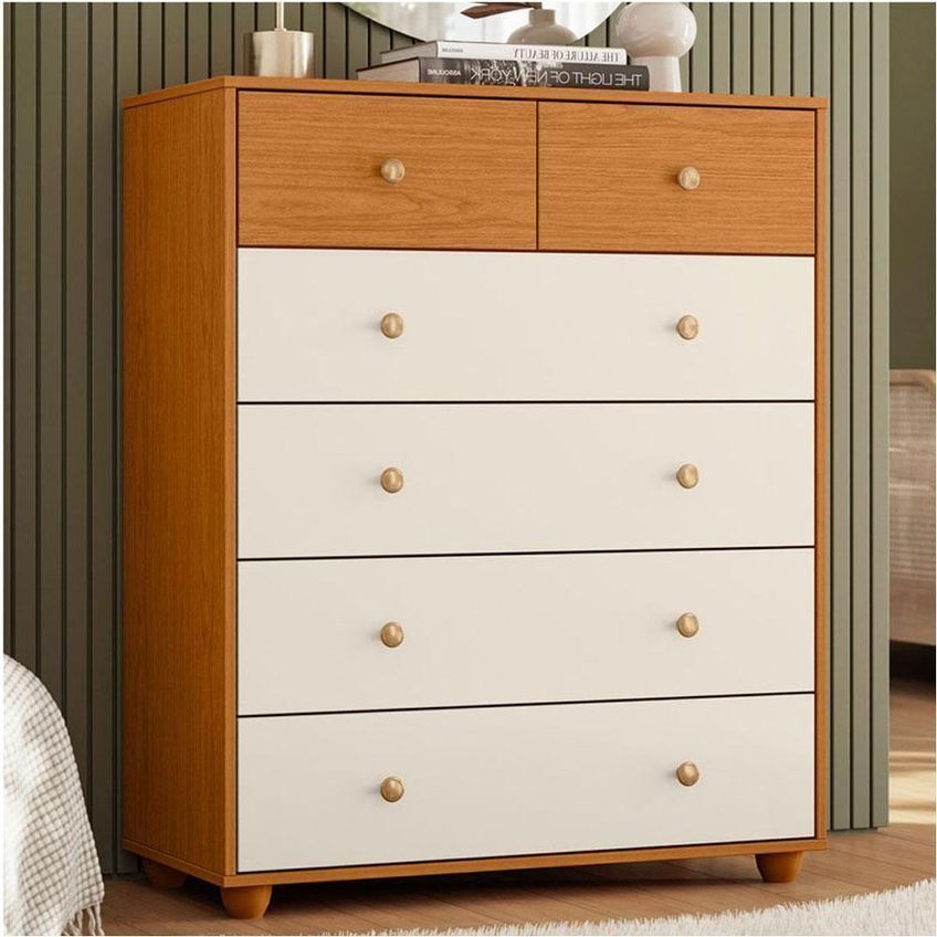 Guarda Roupa Casal Triton Plus 11 Portas De Bater Com Espelho E Cômoda 6 Gavetas Cinamomo Off White - imagem 3