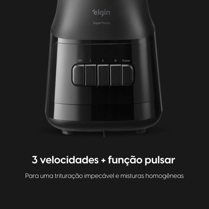 Liquidificador Elgin Super Force 900w 1,9l Preto 3 Velocidades 110v - imagem 5
