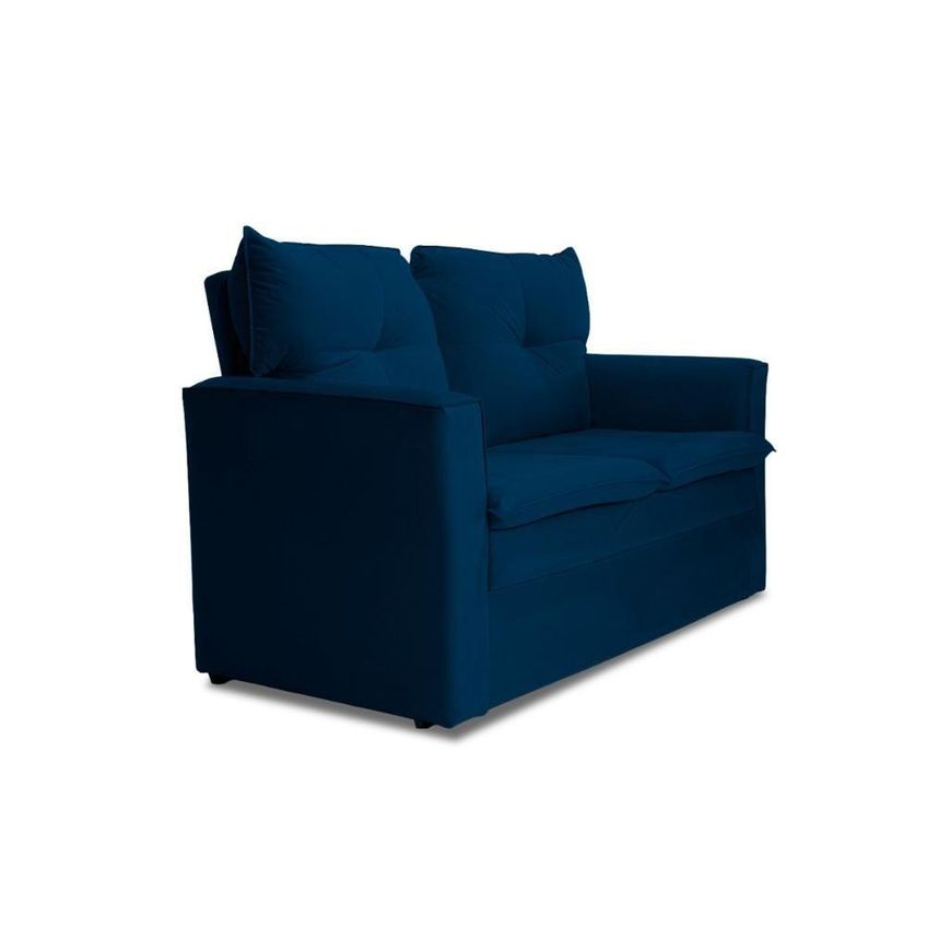Sofá Mobi 2 Lugares Fixo 150cm Azul Suede Pequeno Para Sala Herrero - imagem 4
