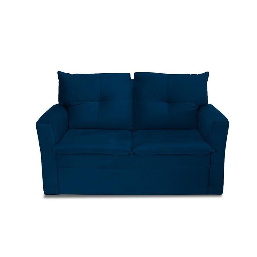 Sofá Mobi 2 Lugares Fixo 150cm Azul Suede Pequeno Para Sala Herrero - imagem 5