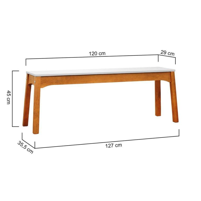 Banco Áustria Sem Porta Sem Gavetas Madeira Maciça E MDF 127cm Amêndoa E Branco Decorise - imagem 4