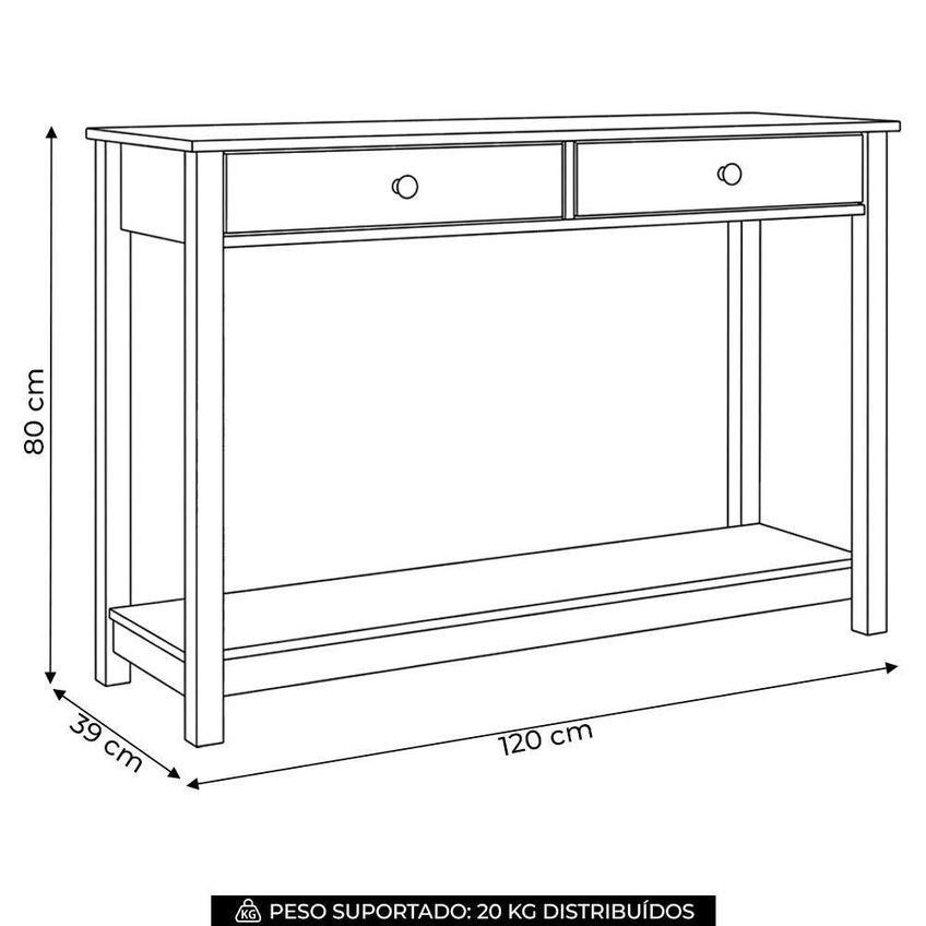 Aparador Vitalis Moderno 2 Gavetas Madeira Maciça 120cm Marrom Mpozenato - imagem 5